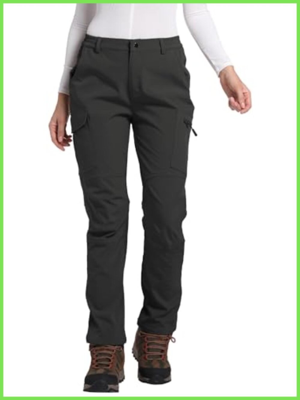 Fleece Lined Waterproof Softshell Ski Pants Insulated Winter Hiking Cargo Pants